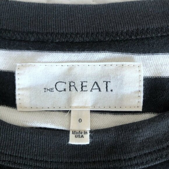 The GREAT Black & Cream Striped Peplum Tee Shirt - Picture 5 of 8